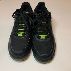 Nike Black and Green Air Force 1s